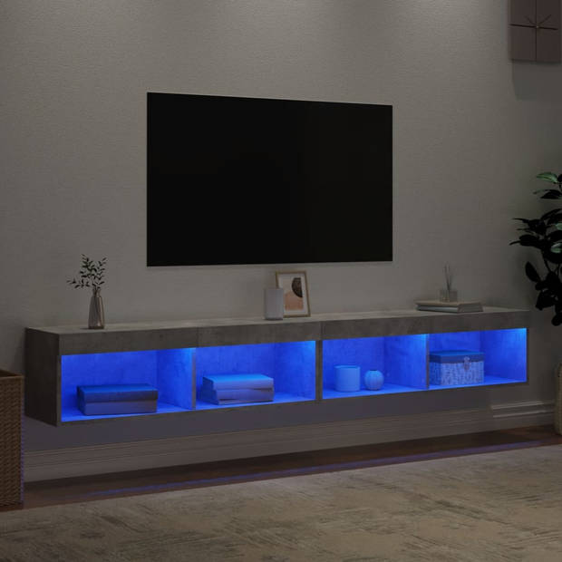 vidaXL Tv-meubels met LED-verlichting 2 st 100x30x30 cm betongrijs