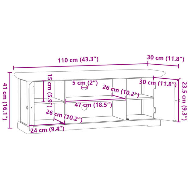 vidaXL Tv-meubel 110x30x41 cm bewerkt hout wit