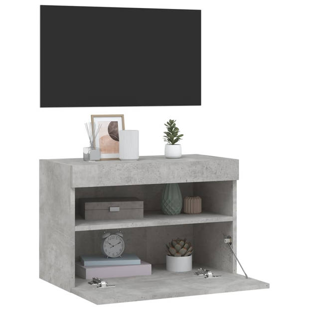 vidaXL Tv-wandmeubel met LED-verlichting 60x30x40 cm betongrijs