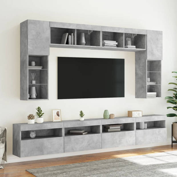 vidaXL Tv-wandmeubel met LED-verlichting 60x30x40 cm betongrijs