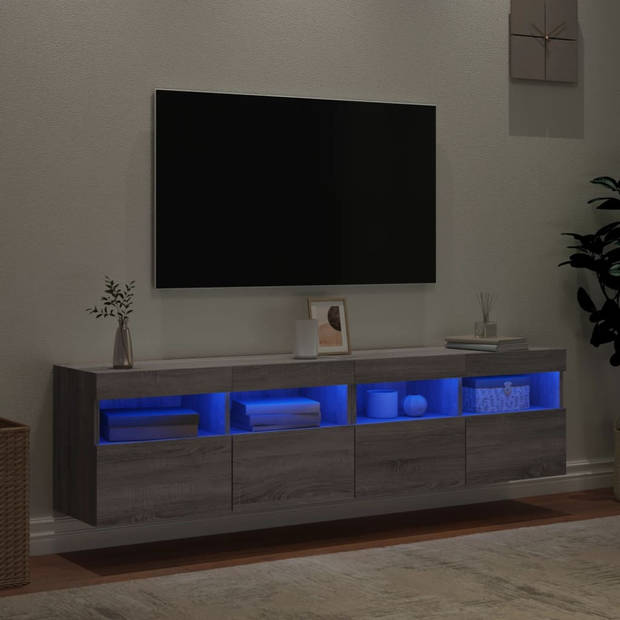 vidaXL Tv-wandmeubels met LED 2 st 80x30x40 cm grijs sonoma eikenkleur