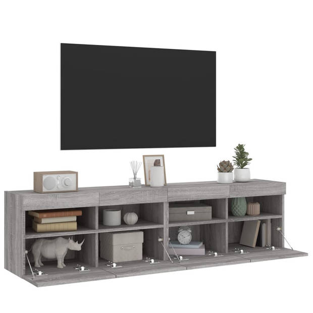 vidaXL Tv-wandmeubels met LED 2 st 80x30x40 cm grijs sonoma eikenkleur