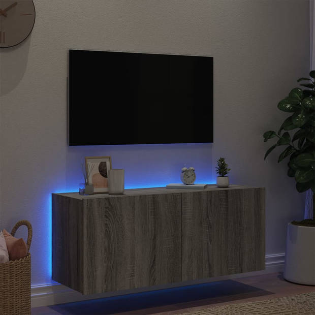 vidaXL Tv-wandmeubel met LED-verlichting 100x35x41 cm grijs sonoma