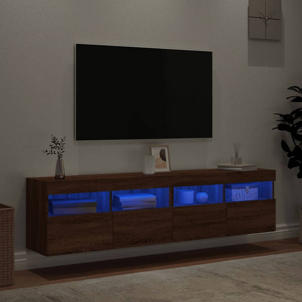 vidaXL Tv-wandmeubels met LED 2 st 80x30x40 cm bruin eikenkleur