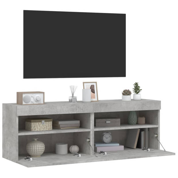 vidaXL Tv-wandmeubels met LED 2 st 60x30x40 cm betongrijs