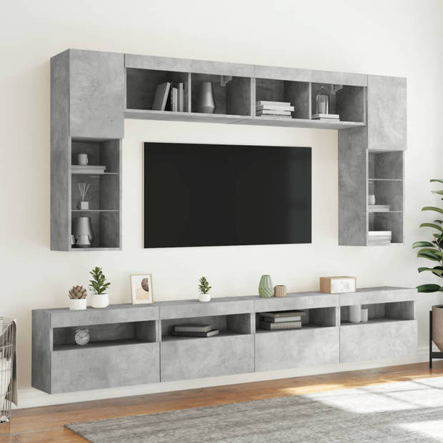 vidaXL Tv-wandmeubels met LED 2 st 60x30x40 cm betongrijs