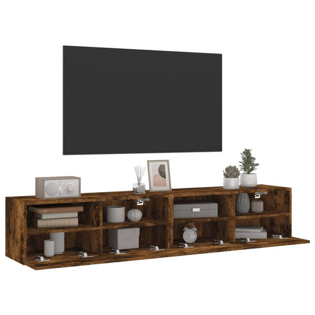 vidaXL Tv-wandmeubels 2 st 80x30x30 cm bewerkt hout gerookt eikenkleur