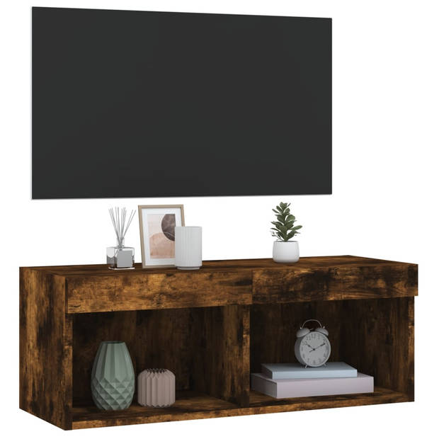 vidaXL Tv-meubel met LED-verlichting 80x30x30 cm gerookt eikenkleurig