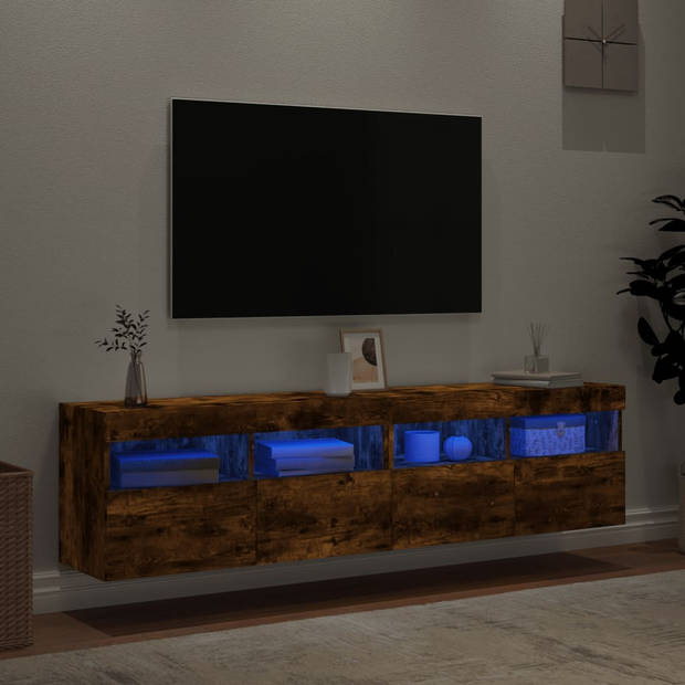 vidaXL Tv-wandmeubels met LED 2 st 80x30x40 cm gerookt eikenkleurig