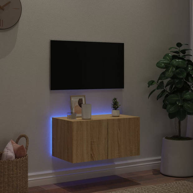 vidaXL Tv-wandmeubel met LED-verlichting 60x35x31 cm sonoma eikenkleur