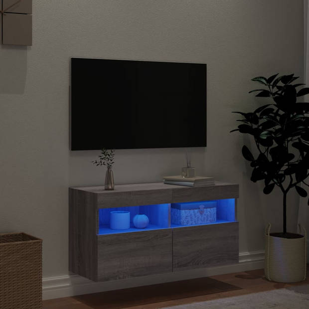 vidaXL Tv-wandmeubel met LED-verlichting 80x30x40 cm grijs sonoma