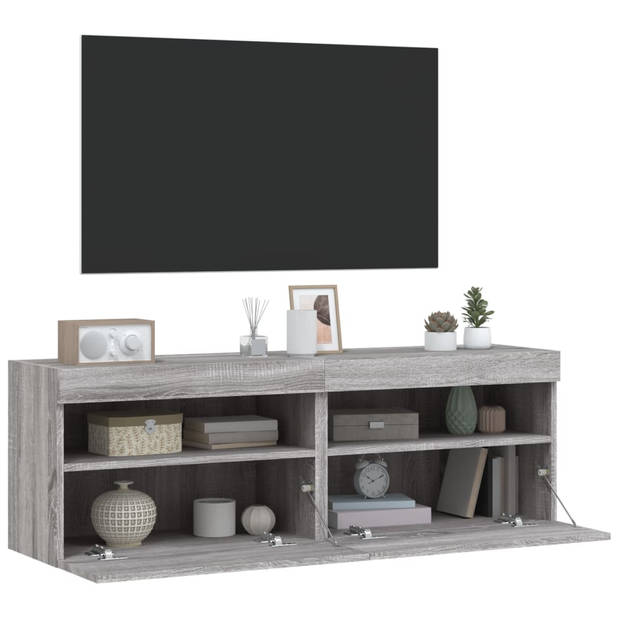 vidaXL Tv-wandmeubels met LED 2 st 60x30x40 cm grijs sonoma eiken