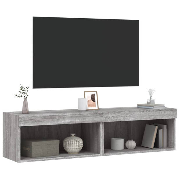 vidaXL Tv-meubels met LED-verlichting 2 st 60x30x30 cm grijs sonoma