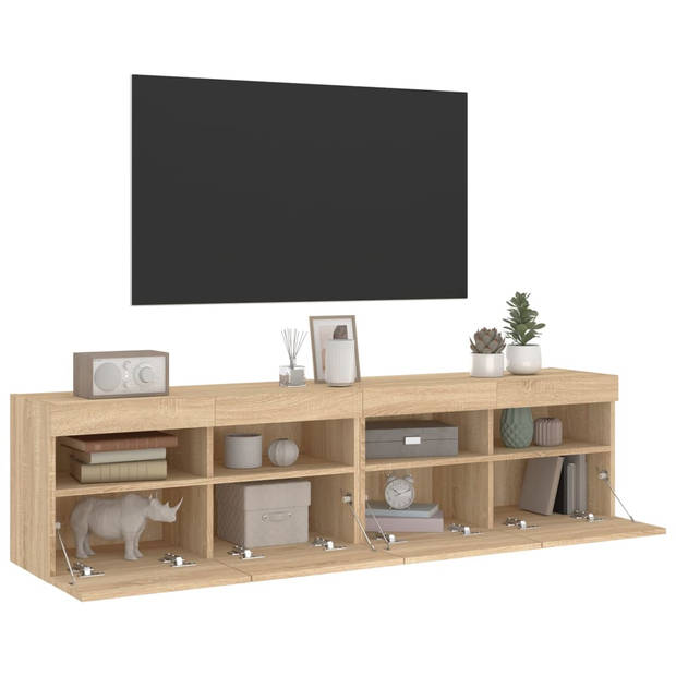 vidaXL Tv-wandmeubels met LED 2 st 80x30x40 cm sonoma eikenkleurig