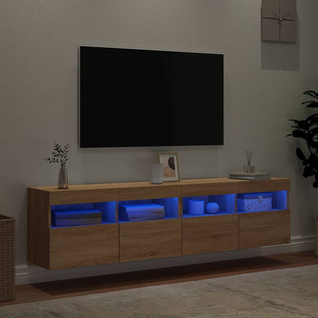 vidaXL Tv-wandmeubels met LED 2 st 80x30x40 cm sonoma eikenkleurig