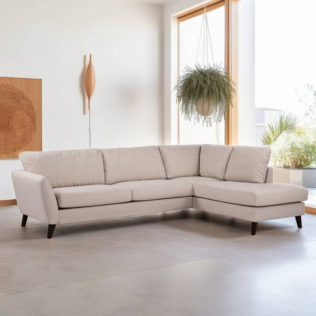 Giga Meubel - Hoekbank Stof - Beige/Zwart - 3-Zits Rechts 278cm - Inari