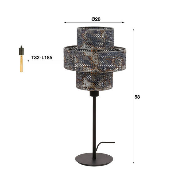 Giga Meubel - Tafellamp Metaal - Zwart/Bruin - 1-Lichts - 28x28x58cm