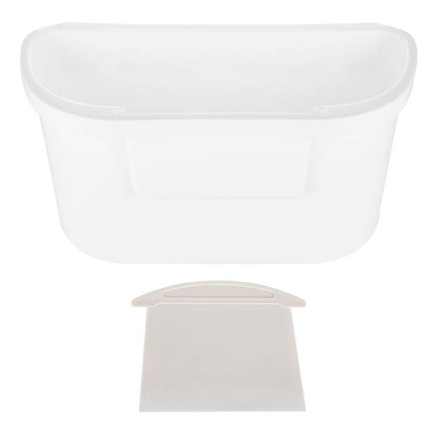 Intirilife hangende prullenbak in wit met prullenspatel - universele prullenbak voor keuken, badkamer, gft, restafval