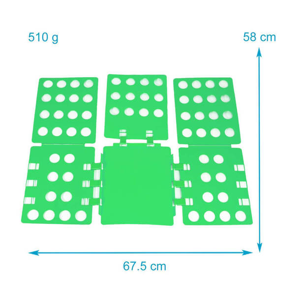 Intirilife wasvouwplank kledingvouwhulp in groen - 67.5 x 58 cm - voor het snel en ongecompliceerd vouwen van kleding
