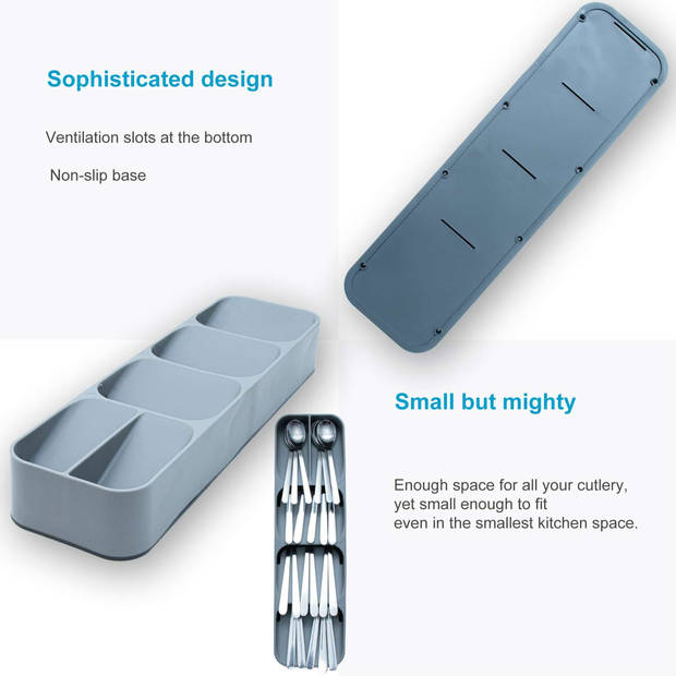 Intirilife multifunctionele bestekbak lade-indeler in grijs voor het overzichtelijk en netjes opbergen besteklade