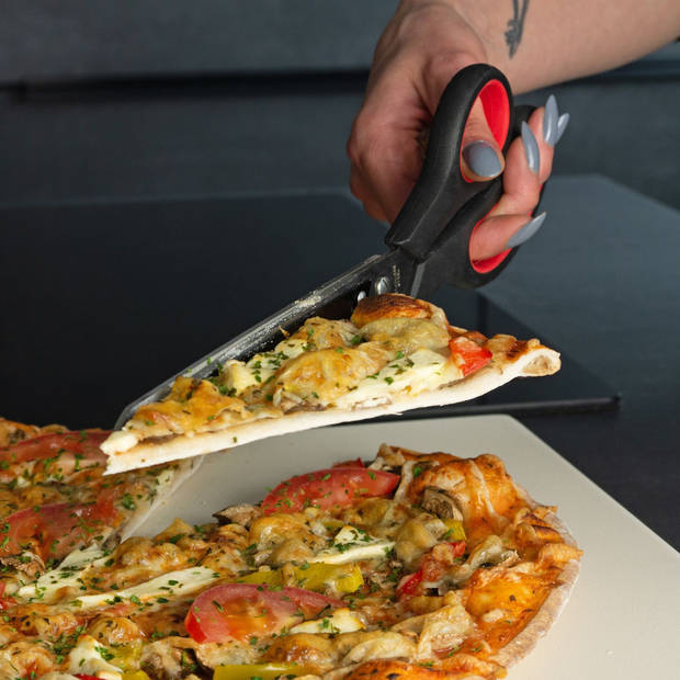 Intirilife 2-in-1 pizzaschaar met roestvrijstalen mes, lift en zachte grip - pizzasnijder voor schoon snijden van pizza