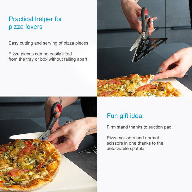 Intirilife 2-in-1 pizzaschaar met roestvrijstalen mes, lift en zachte grip - pizzasnijder voor schoon snijden van pizza