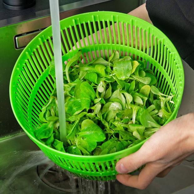 Intirilife slacentrifuge in groen met een grootte van 24.5 x 24 cm - ideaal voor duurzaam wassen van sla of groenten