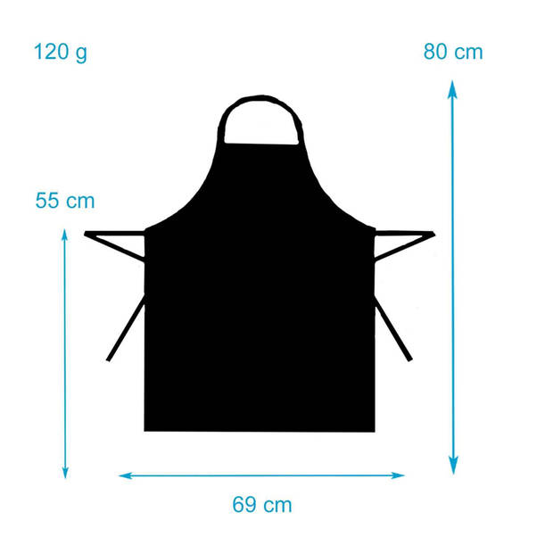 Intirilife 2-delige set kookschorten schorten van zwart polyester voor mannen en vrouwen