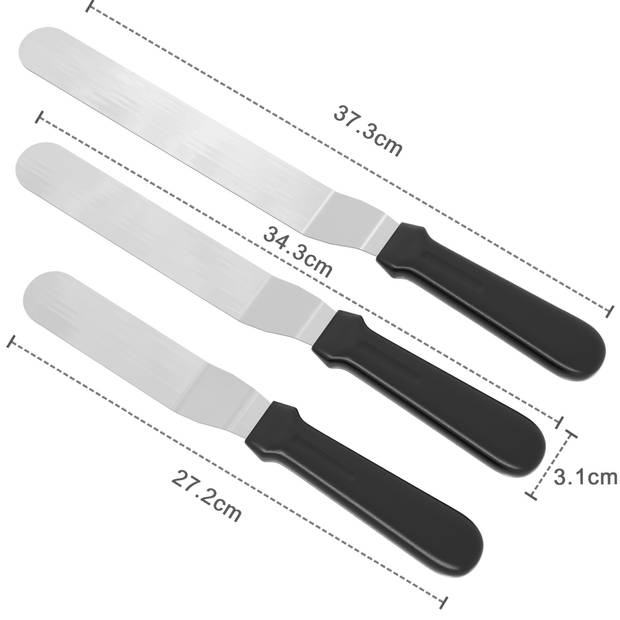 Intirilife 9-delige roestvrijstalen set met keukenschraper en taartspatel om te bakken, decoreren en garneren