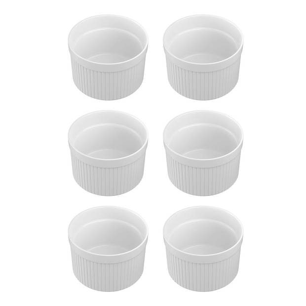 Intirilife 6-delige set soufflévormen bakvorm van porselein in wit met afmetingen van 7.8 x 4.6 cm