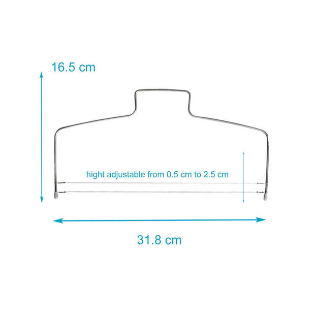 Intirilife roestvrijstalen taartsnijder - 31.8 x 14.5 cm - cake cutter met 2 gekartelde snijdraden, taartverdeler