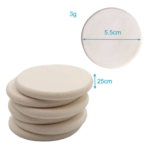 Intirilife 6x make up spons ronde make-up spons in wit - 5,5 cm diameter - 0,5 cm hoogte - zachte beauty blender