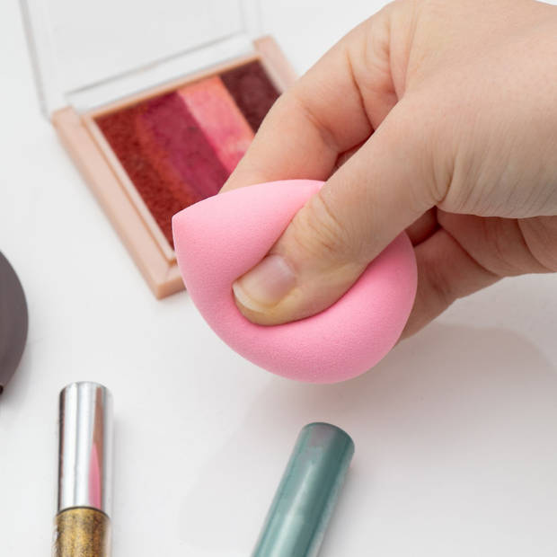 Intirilife set van 5 make up spons ei make-up spons in licht roze - zachte beauty blender voor foundation en concealer