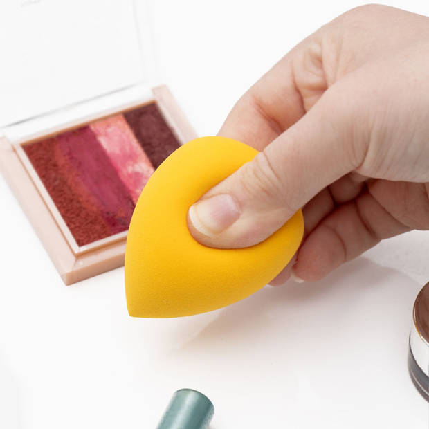 Intirilife set van 5 make up spons ei make-up spons in geel - zachte beauty blender voor foundation en concealer
