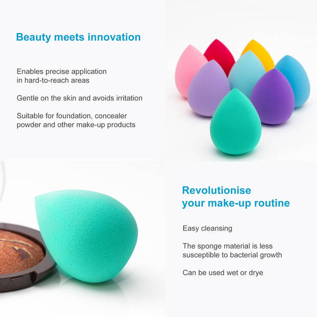 Intirilife set van 5 make up spons ei make-up spons in lichtgroen - zachte beauty blender voor foundation en concealer