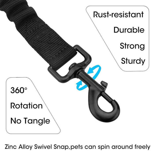 Intirilife hondenveiligheidsgordel in zwart, elastische hondenriem voor alle hondenrassen, compatibel met alle autos