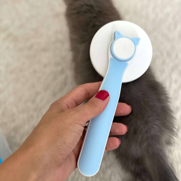 Intirilife kattenborstel hondenborstel in blauw - wit - 18.8 x 7.5 x 5 cm - borstel voor huisdierenhaar