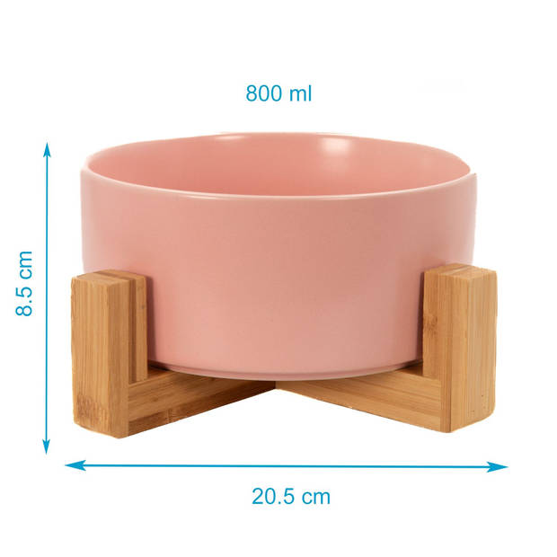 Intirilife etensbak keramisch met rekje in roze - totale afmetingen 20.5 x 8.5 cm - bak 15.5 x 6.5 cm 800 ml