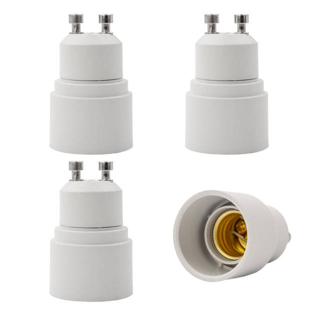 Intirilife gu10 naar e14 lampvoet adapter in wit - 4x lampadapter voor het omvormen van gu10 naar e14