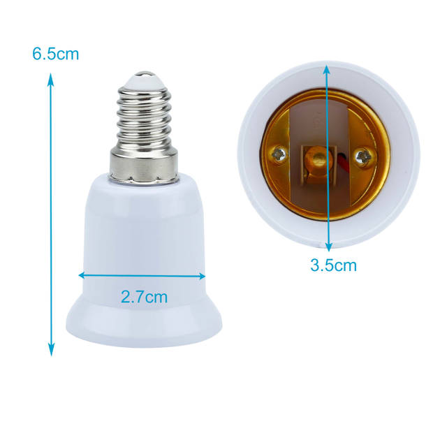 Intirilife e14 naar e27 lampvoet adapter in wit - 4x lampadapter voor het omvormen van e14 naar e27