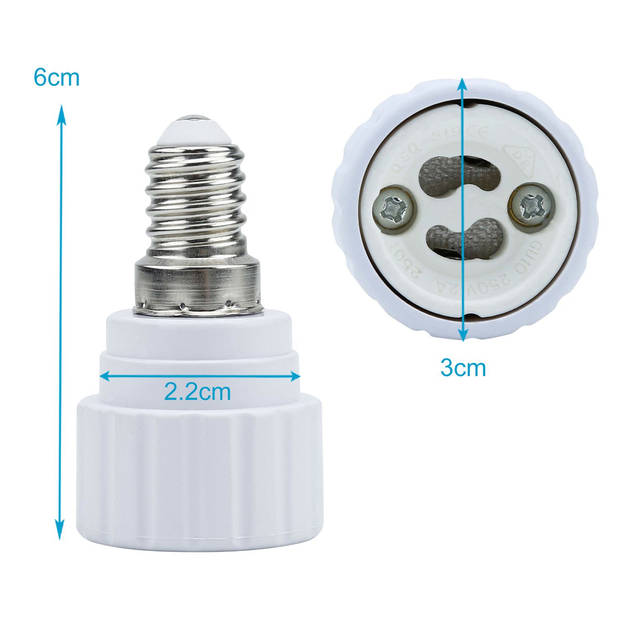 Intirilife e14 naar gu10 lampvoet adapter in wit - 4x lampadapter voor het omformatteren van e14 naar gu10