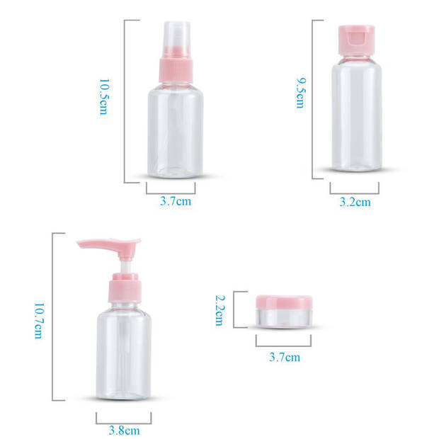 Intirilife flessenset in roze, transparant, meerdelige set met lege flessen, containers, trechter om bij te vullen