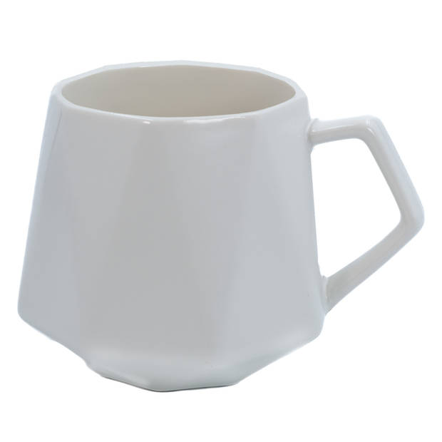 Intirilife koffiekopje met fijne afwerking in het wit, inhoud van 350 ml - 13 x 10.5 x 9.2 cm - theekopje mok