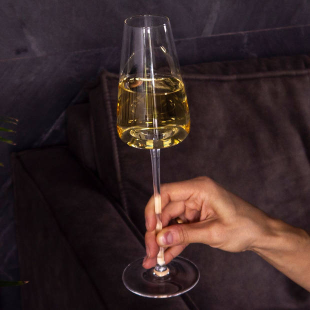 Intirilife 6x champagneglas met modern design - 220 ml - glas voor mousserende wijn, prosecco, vaatwasmachinebestendig