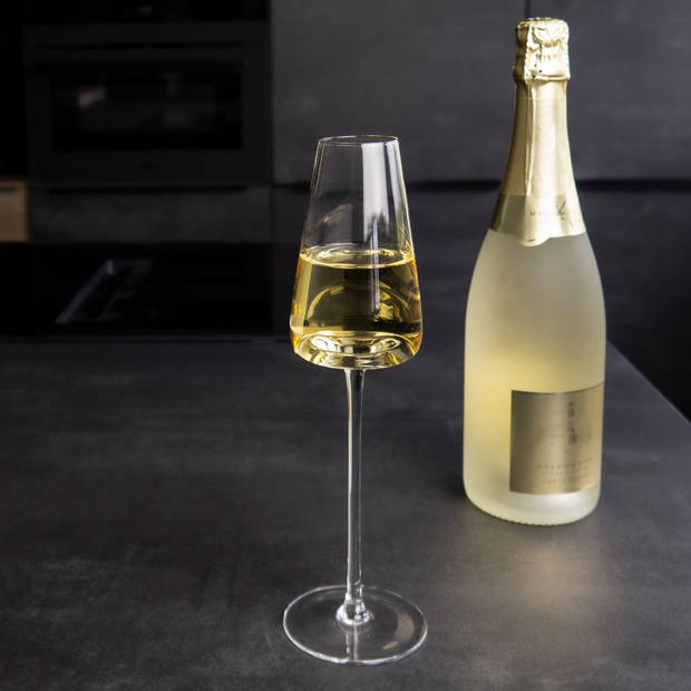 Intirilife 6x champagneglas met modern design - 220 ml - glas voor mousserende wijn, prosecco, vaatwasmachinebestendig