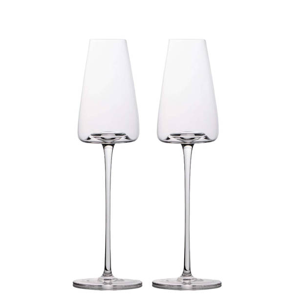 Intirilife 2x champagneglas met modern design - 220 ml - glas voor mousserende wijn, prosecco, vaatwasmachinebestendig