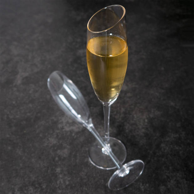 Intirilife 6x champagneglas met moderne rand - 150 ml inhoud - mousserende wijn prosecco glas vaatwasserbestendig