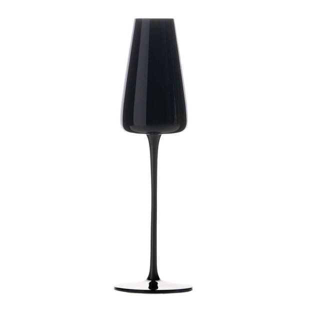 Intirilife 2x champagneglas modern design zwart - 220 ml - glas voor mousserende wijn, prosecco, vaatwasmachinebestendig