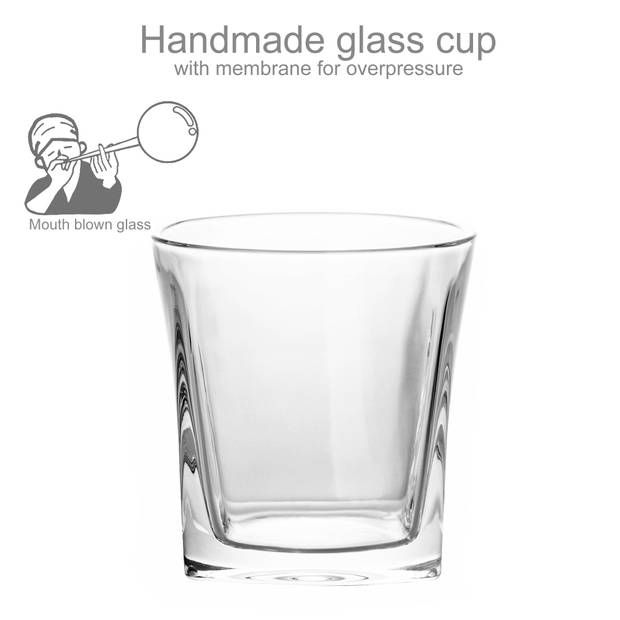 Intirilife 4x whiskyglas in crystal clear 'vintage' - ouderwets kristallen whiskyglas loodvrij in sculpturaal design