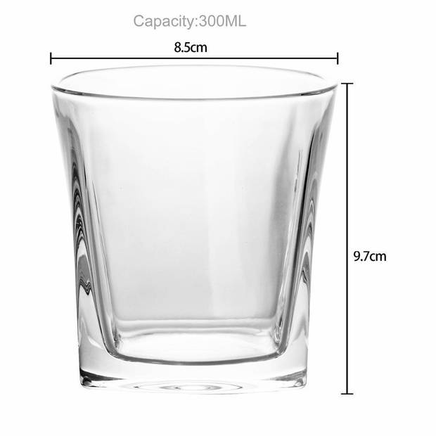 Intirilife 2x whiskyglas in crystal clear 'vintage' - ouderwets kristallen whiskyglas loodvrij in sculpturaal design